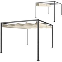 Outsunny 3x2m Metal Pergola Gazebo Patio Sunshelter Retractable Canopy Cream