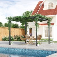 Outsunny - 3x3m Metal Gazebo Pergola Grape Trellis Climbing Plants Sun Shelter