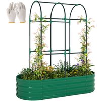 Outsunny 4 x 2 x 4.6ft Galvanised Raised Garden Bed with Trellis, Green