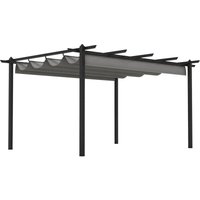 4 x 3(m) Aluminium Pergola Gazebo Garden Shelter w/ Retractable Roof Grey - Outsunny