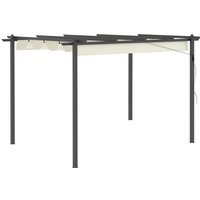 Outsunny - 4 x 3(m) Aluminium Pergola Gazebo Garden Shelter w/ Retractable Roof Cream White