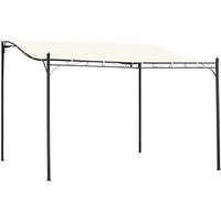 Outsunny - 4 x 3M Wall Mounted Awning Free Stand Canopy Shade Porch Pergola Cream