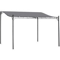 Outsunny - 4 x 3M Wall Mounted Awning Free Stand Canopy Shade Porch Pergola Grey