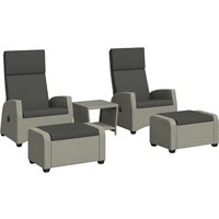 Outsunny 5 PCs Rattan Garden Furniture Set with Reclining Chairs, Table Charcoal grey