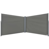 Outsunny - 6 x 2m Patio Double Side Awning Folding Privacy Screen Fence Grey