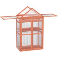 Outsunny - 80x47x138cm Wood Cold Frame Greenhouse for Plants pc Board Orange