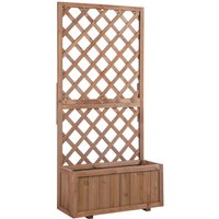 Outsunny Flower Stand Plant Shelf Outdoor Pine w/ Trough Planter Orange