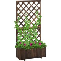 Outsunny - Flower Stand Plant Shelf Outdoor Pine w/ Trough Planter Carbonised finish