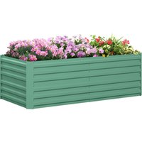 Outsunny Galvanised Steel Outdoor Raised Bed w/ Reinforced Rod, Light Green