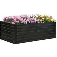 Outsunny Galvanised Steel Outdoor Raised Bed w/ Reinforced Rods, Black