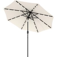 Outsunny - Garden Parasol Outdoor Tilt Sun Umbrella led Light Hand Crank Off White
