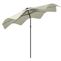 Outsunny Garden Parasol Umbrella with LED Lights and Tilt, Table Umbrella Cream White