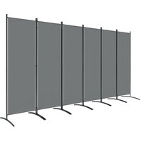 Outsunny Garden Privacy Screen Foldable 6 Panel Room Divider, Dark Grey