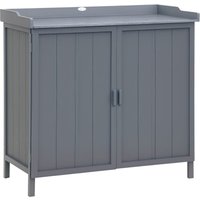 Outsunny - Garden Storage Cabinet Potting Bench Table with Galvanized Top, Grey - Grey