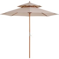 Outsunny - Garden Wood Patio Parasol Sun Shade Outdoor Umbrella Canopy Beige