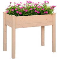 Outsunny - Garden Wooden Planter Flower Raised Bed Herb Grow Box Container 86x46x76cm