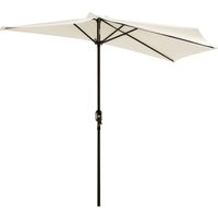 Outsunny Half Round Parasol Garden Sun Umbrella Metal w/ Crank Cream