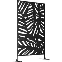 Outsunny Metal Outdoor Privacy Screen with Stand for Garden Black