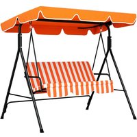 Outsunny Outdoor 3-person Porch Swing Chair with Adjustable Canopy Orange