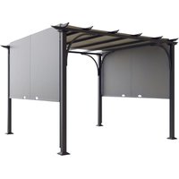 Outsunny - Outdoor Retractable Pergola Garden Sun Shade Patio Canopy Shelter Grey