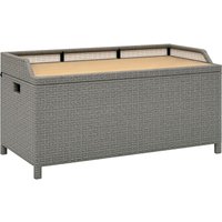 Patio Rattan Wicker Storage Basket Box Bench Seat Furniture Grey - Outsunny