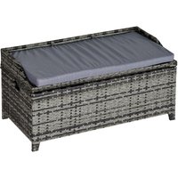 Outsunny - Patio Rattan Wicker Storage Basket Box Bench Seat Furniture Mixed Grey
