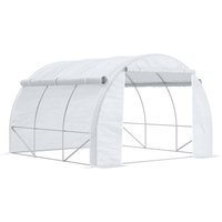 Outsunny Polytunnel Greenhouse Pollytunnel Tent w/ Steel Frame White 3m x 3m x 2 m