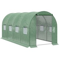 Outsunny Walk in Polytunnel Greenhouse Galvanised Steel w/ Zipped Door 4 x 2M