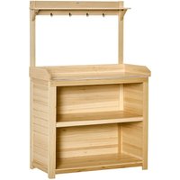 Outsunny Potting Bench Table Workstation w/ Galvanized Tabletop, Storage Shelf