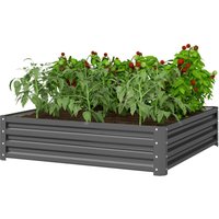 Outsunny - Raised Garden Bed Metal Garden Flower Vegetable Planter Light Grey