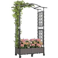 Outsunny Raised Garden Bed with Arch Trellis, Plastic Raised Bed for Garden