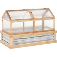 Outsunny - Raised Garden Bed Kit Wooden Cold Frame Planter Protection Natural