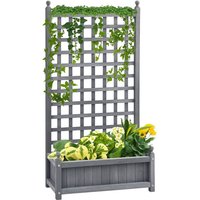 Outsunny Raised Garden Bed with Trellis Garden Planters Indoor Grey