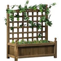 Outsunny - Raised Garden Bed with Trellis Garden Planters Indoor Outdoor Brown