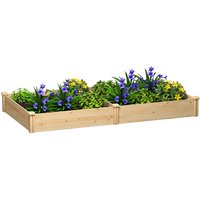 Outsunny Raised Garden Bed, Wooden Planter Box with Divider and Open Bottom