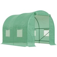Outsunny - Polytunnel Greenhouse Outdoor Grow House Roll Up Door Windows 2x2.5m