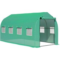 Outsunny - Walk in Polytunnel Greenhouse Galvanised Steel w/ Zipped Door 4 x 2M