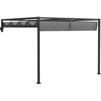 Outsunny - Wall Mounted Pergola with Retractable Sun Shade Canopy 3 x 4m