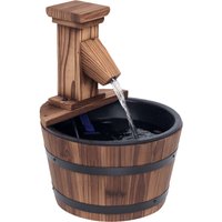 Outsunny Garden Wood Barrel Pump Patio Electric Water Fountain Deck Feature New