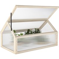 Outsunny - Wooden Cold Frame Greenhouse Garden Polycarbonate Grow House Natural wood