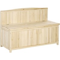 Outsunny - Wood Storage Bench for Patio, Outdoor Garden Seating, Natural