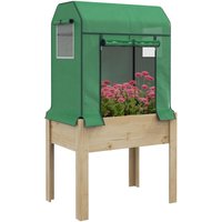 Outsunny - Wooden Raised Planter with pe Greenhouse Cover and Bed Liner