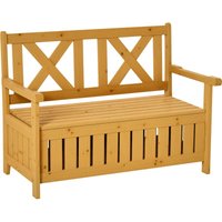 Outsunny Wood Storage Garden Bench for Patio Outdoor Seating, Yellow