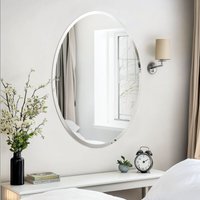 Oval Bathroom Mirror Wall Mounted Modern Stylish Design with Contemporary Bevelled Edges - 50cm W x 70cm H