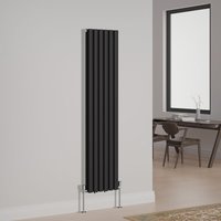 NRG - Designer Radiator Oval Column Central Heating Rads Vertical Double 1600x354mm Black
