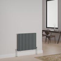NRG - Designer Radiator Oval Column Central Heating Rads Horizontal Double 600x767mm Anthracite