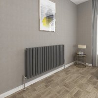 SKY - 600x1180mm Anthracite Double Oval Column Radiator Horizontal Modern Central Heating Radiators