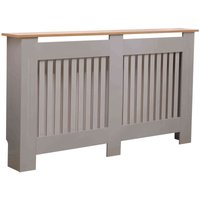 Oypla - Large Grey Wooden Slatted Grill Radiator Cover mdf Cabinet