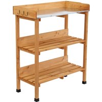 Oypla - Wooden Potting Table Flower Plant Workbench Garden Greenhouse
