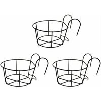 Linghhang - 3 Pack Hanging Flower Pots Railing Planter Iron Flowerpot for Balcony Porch Fence